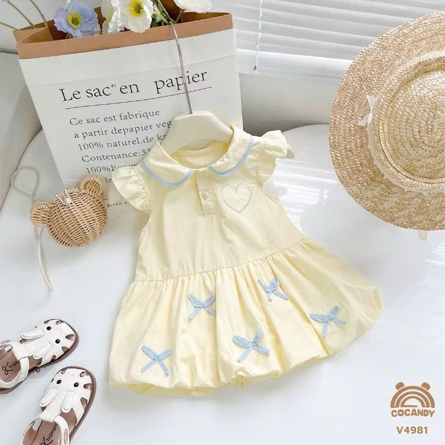 ชุดเด็กผู้หญิง-ชุดเดรสเด็กผู้หญิงปีกนางฟ้าพร้อมคอปกระบายปักหัวใจและโบว์พร้อมกระโปรงพองสําหรับเด็กตั้งแต่ 1 ขวบถึง 7 ขวบ - รูปที่ 2