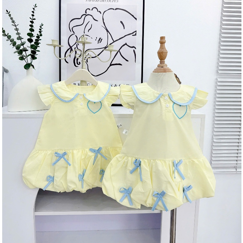 ชุดเด็กผู้หญิง-ชุดเดรสเด็กผู้หญิงปีกนางฟ้าพร้อมคอปกระบายปักหัวใจและโบว์พร้อมกระโปรงพองสําหรับเด็กตั้งแต่ 1 ขวบถึง 7 ขวบ - รูปที่ 5