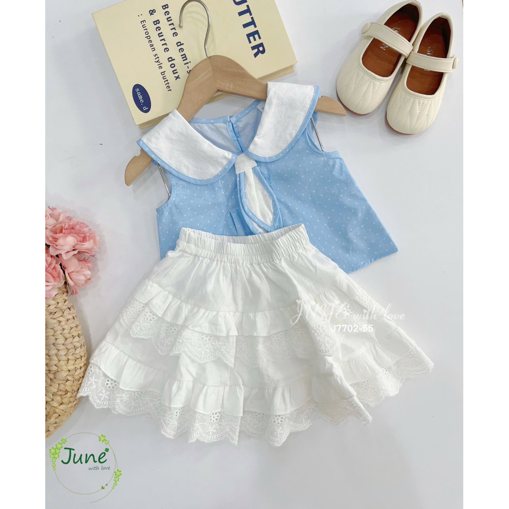 JUNE WITH LOVE ชุดกระโปรงสีขาวสําหรับเด็กผู้หญิง 10-36KG