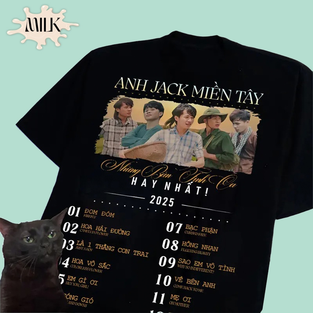 เสื้อยืด Jack J97 Western British Jack - Hololive Amelia Watson (สีดํา) แขนสั้น