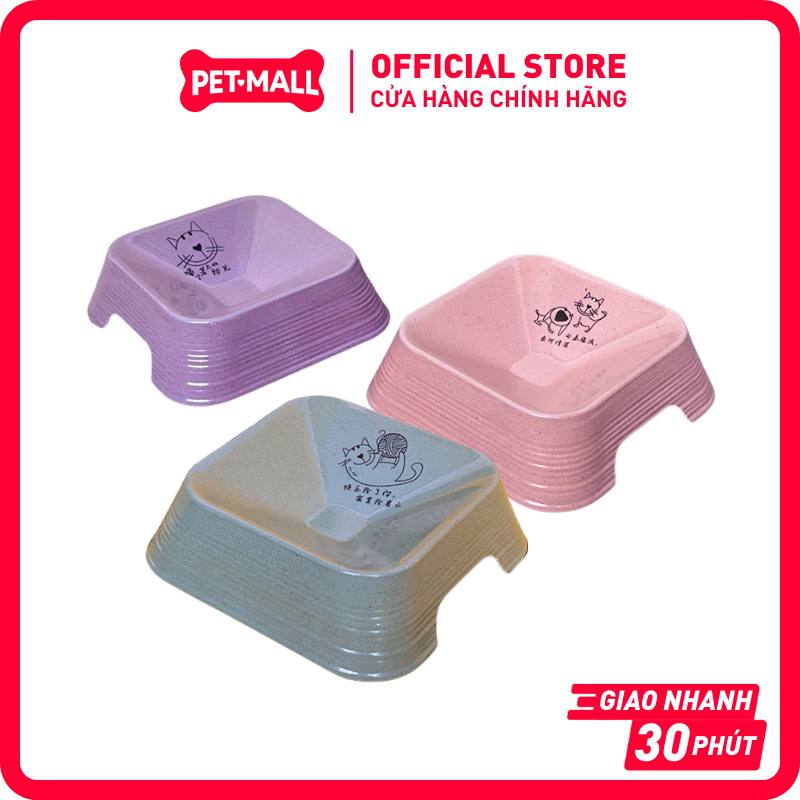 [BO-3177] - ชามสัตว์เลี้ยงใยไผ่ SONICE ก้นเหลี่ยม ความจุ 260ml Petmall