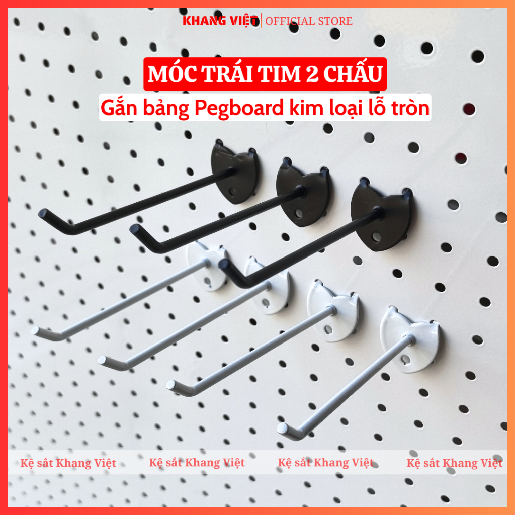 ตะขอหัวใจติดโลหะกระดานรู Pegboard, ตะขอเหล็กลูกฟูกรู Pegboard สําหรับแขวนอุปกรณ์ - อุปกรณ์เสริม Pegb