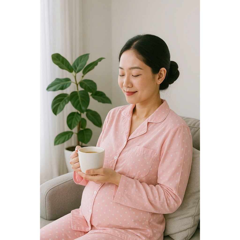 PREGANCY AND POST-BIRTH PIJAMA SET – SOFT, COOL COTTON, FREESIZE 50–65KG