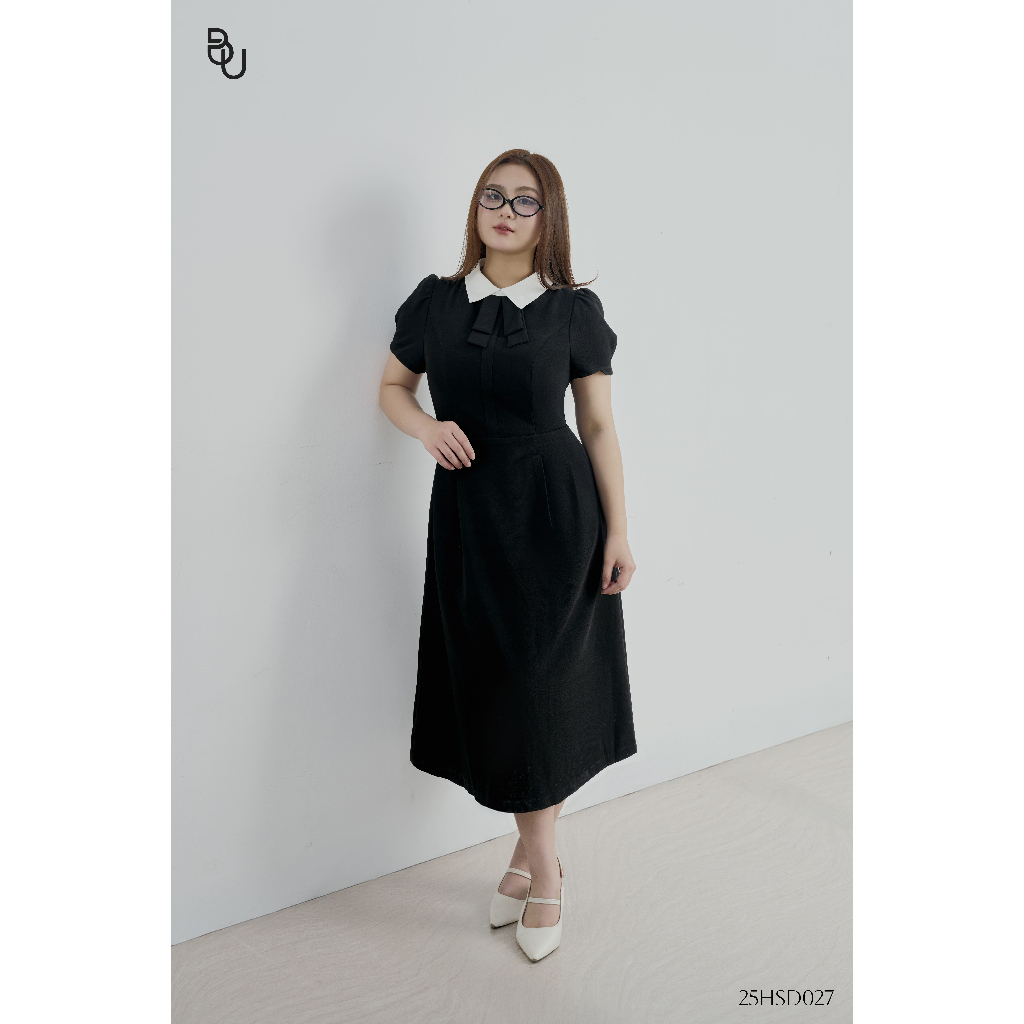 BIGSIZE เดรสบานเชิ้ตคอปกสีขาว – 25HSD027 - [BU Bigsize]