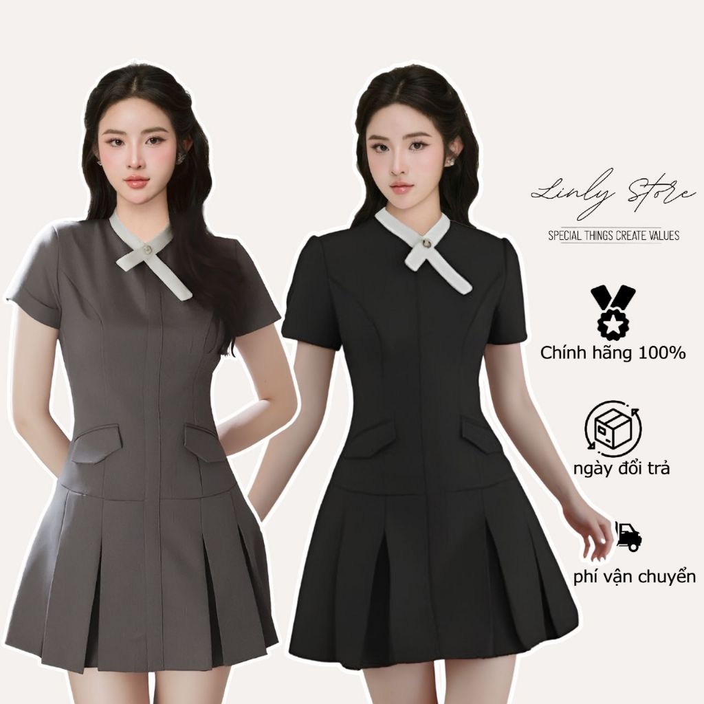 เดรสสายเดี่ยวดีไซน์จับจีบและคอเฉียง เดรสสั้นเลดี้ Linly Store V-VPC19