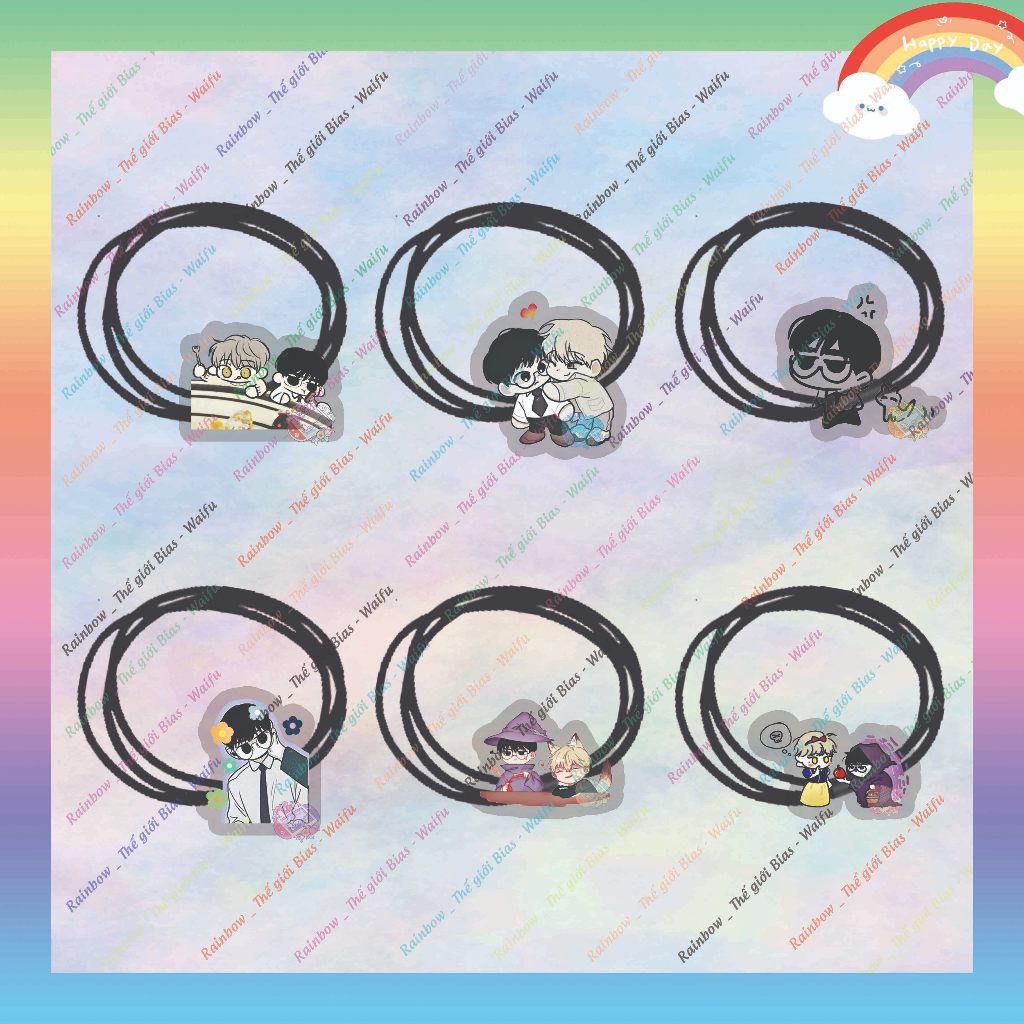 Cột tóc mica Checkmate, buộc tóc acrylic Chiếu tướng manhwa bl