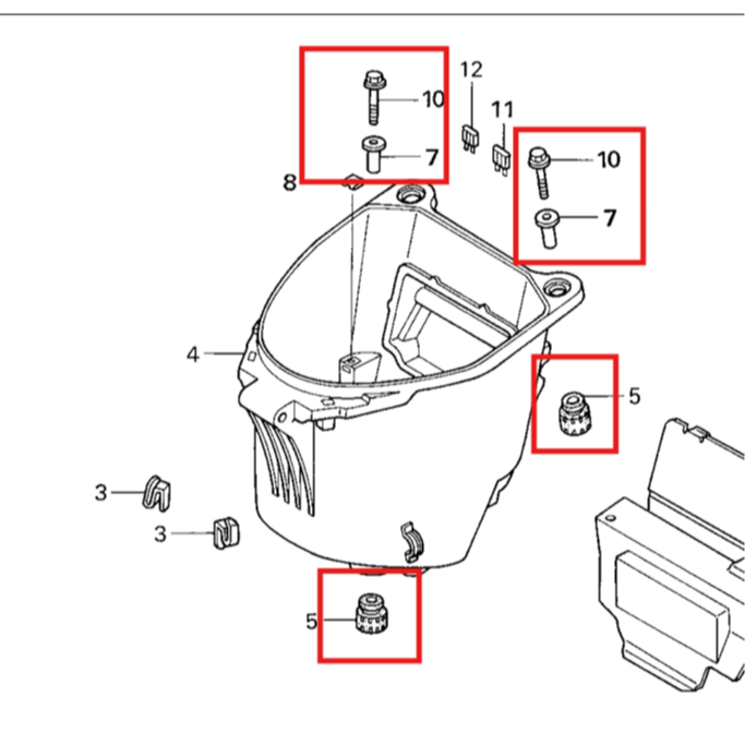 ชุดรายละเอียดติดตั้งกล่องเบาะ Future neo 125 ปะเก็นสีเงิน 90502KPH900 เบาะยาง 81253KPH900 และสลักเกล