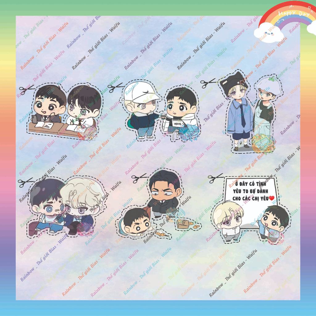 Hình xăm backlight 5cm, decal UV Backlight manhwa bl, tattoo dạ quang