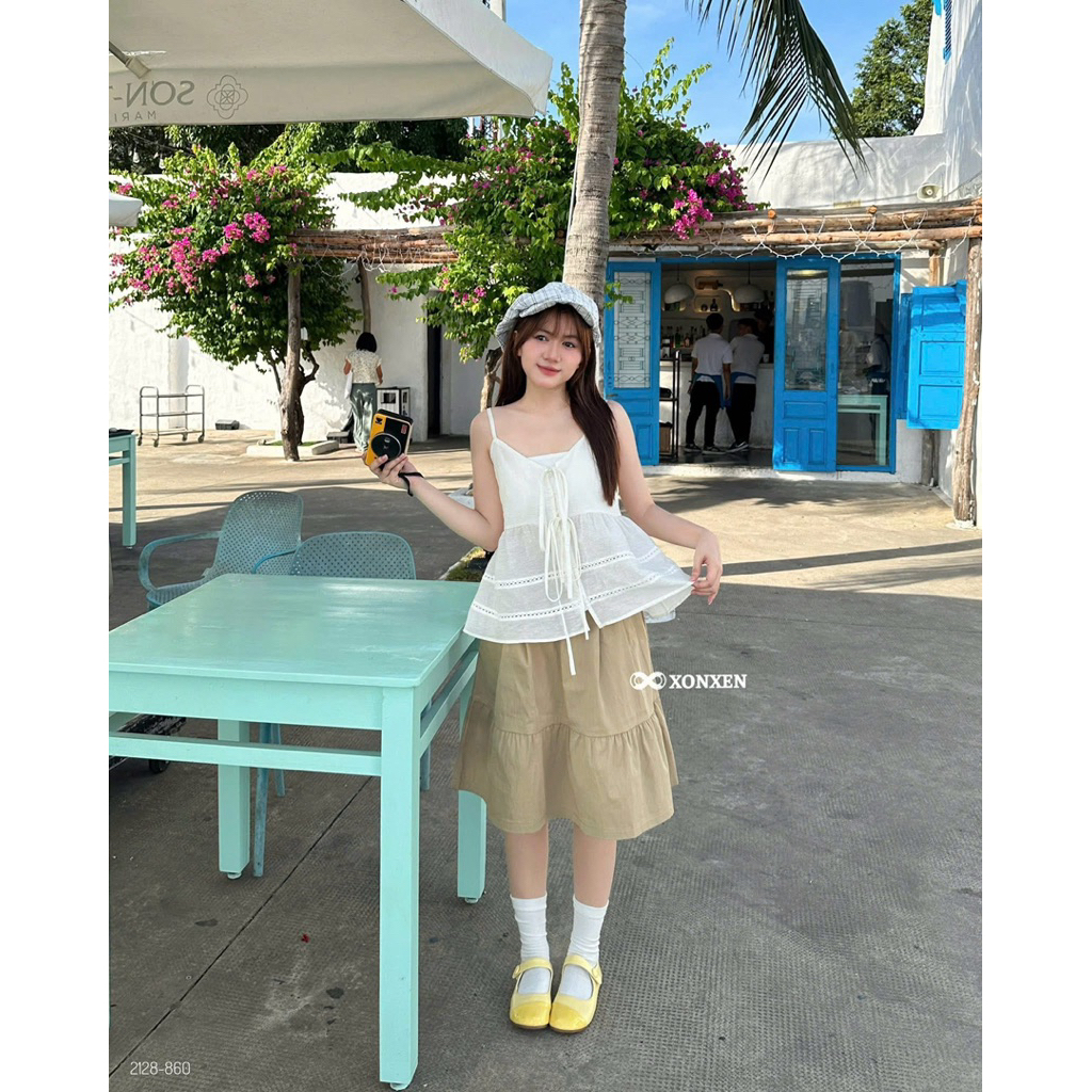 เสื้อเชิ้ตผ้า U.MI มีสายคอวี 2 เส้น ช่วงอก XONXEN SHOP รหัส 2128