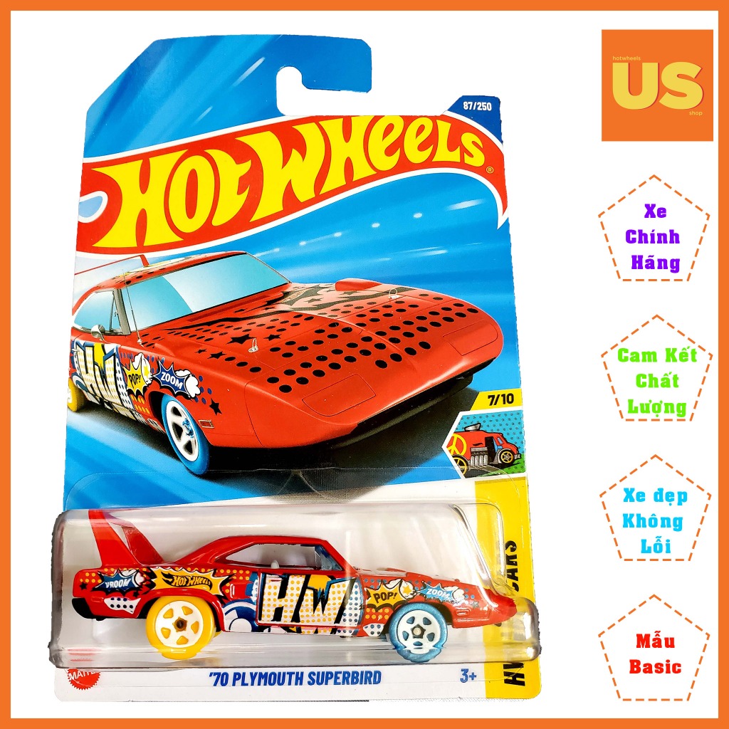 Hot Wheels 70 Plymouth Superbird รถโมเดลสีแดง – ของแท้ US (การ์ดปกติ)
