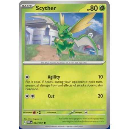 [การ์ดโปเกมอน TCG] Scyther - 004/197 - ทั่วไป