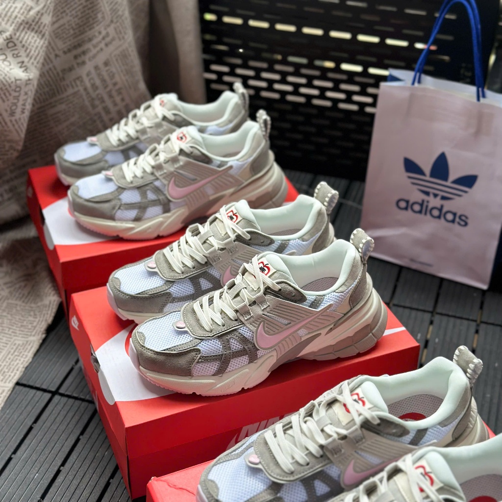 V2K รองเท้าผ้าใบสีชมพูสีเทา,รองเท้า V2K สีเทาสีชมพู 36-40