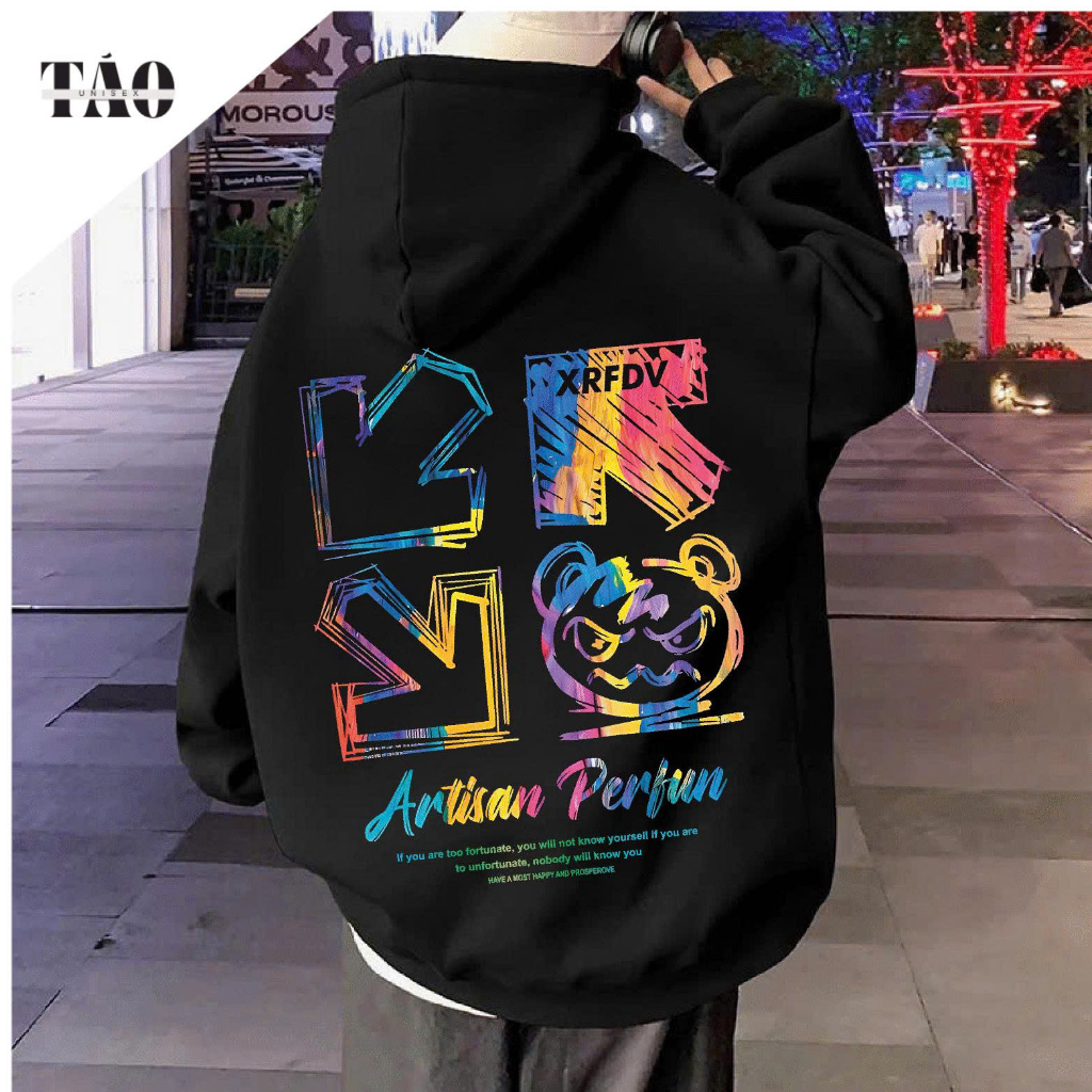 ARTIST BEAR Mens Hoodie Loose Form Warm Thick Fur Lining ขนาด 45kg ถึง 80kg - Local Brand EDGE CLOTH