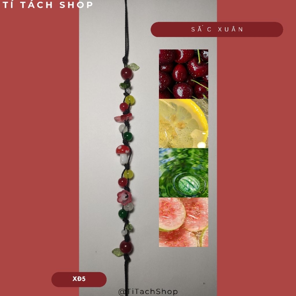 สร้อยข้อมือแฮนด์เมดเห็ดสีแดงดอกไม้ SAC XUAN, XD5