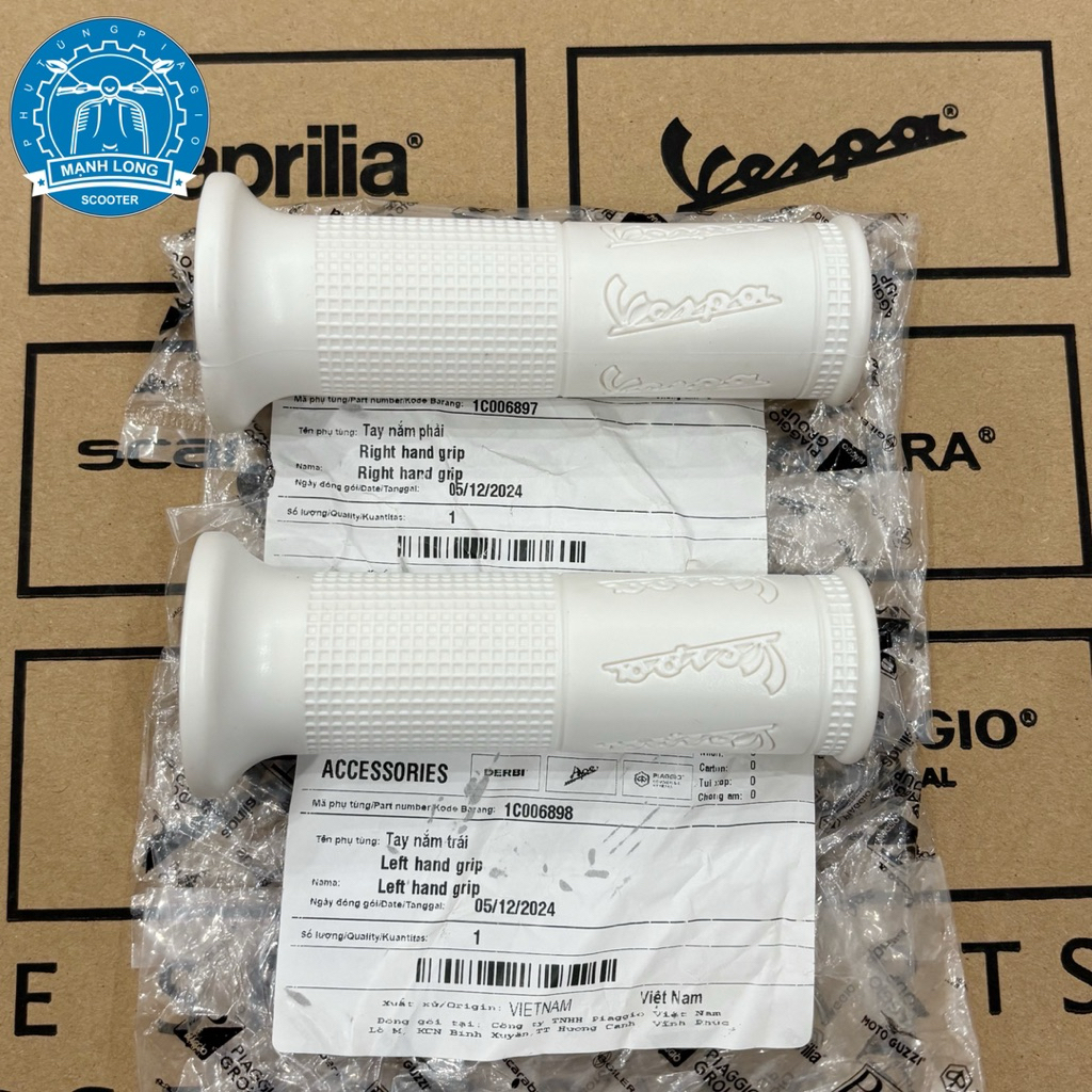 มือจับ Vespa มีโลโก้ – สีดํา/ขาว Justin Bieber | Sprint Primavera LX S LXV LT Liberty Zip Fly