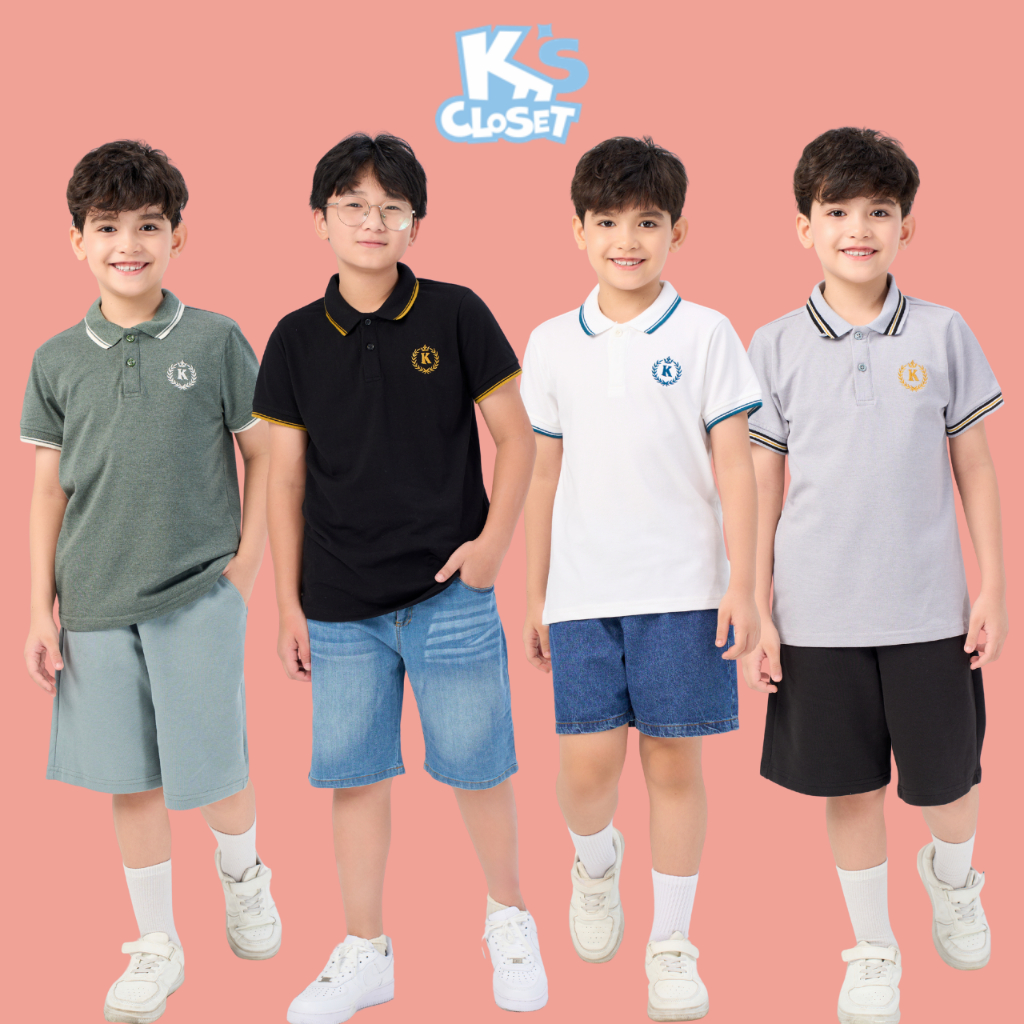 Ks Closet เสื้อโปโลแขนสั้นคอปกสําหรับเด็กผู้ชาย (2-14 ปี) จาก 10kg-55kg KT109FIS