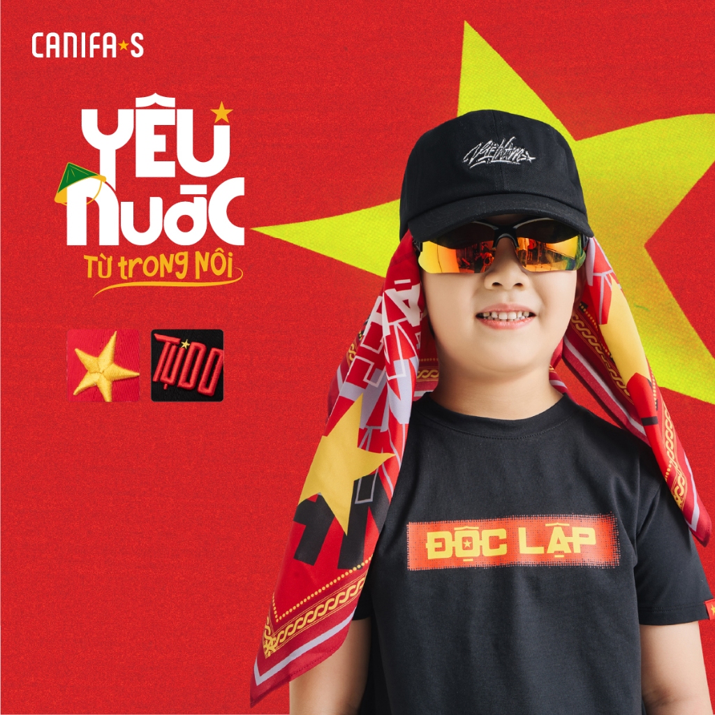 CANIFA S เสื้อยืดเด็ก unisex Independent - Freedom - Happiness National Day Love เสื้อยืด 2/9 CB 3TS