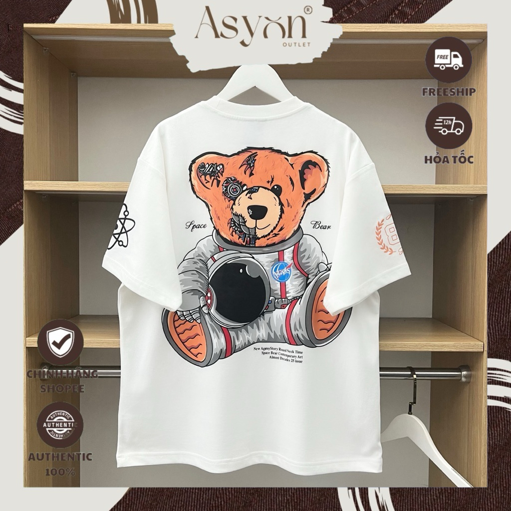 (ออธ) เสื้อยืดนักบินอวกาศ Agony Story Space Bear Nasa 88 สีขาว - Asyon Outlet