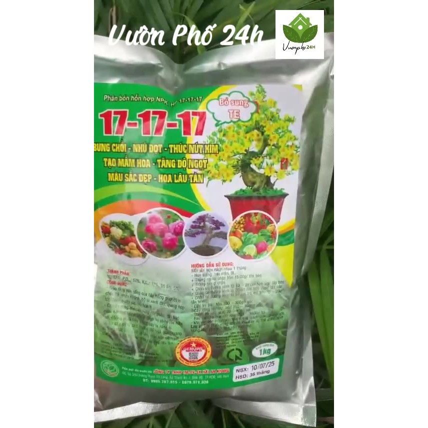 ปุ๋ย NPK พรีเมี่ยม 17-17 + Te HAK 200g แพ็คเกจเชี่ยวชาญในดอกไม้แอปริคอท ไม้ประดับและผัก