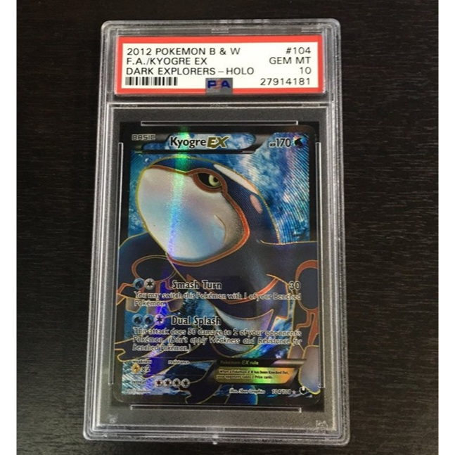 ภาพวาด psa 10 LIM ภาษาอังกฤษ Kyogre EX 104/108 Dots Gem Mint d37 42b