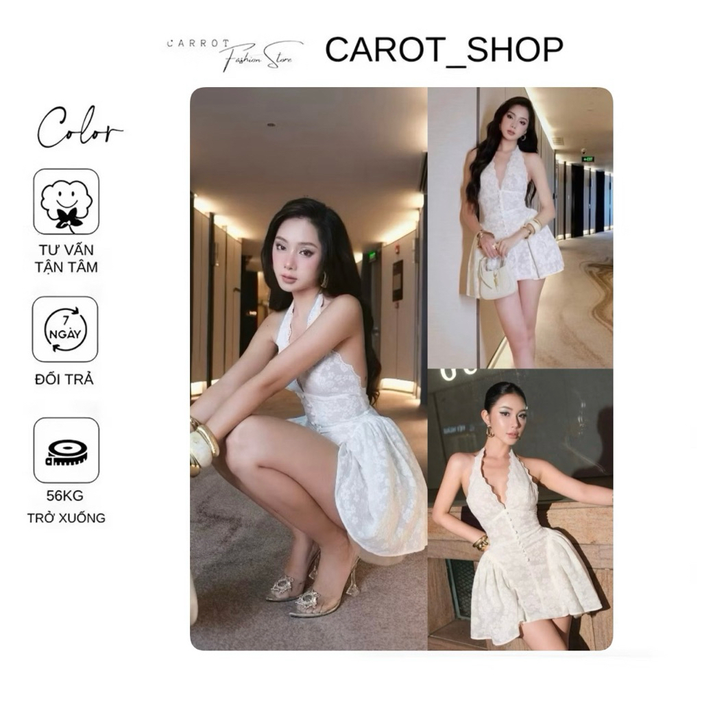 VN02 (BIGSIZE - PANTS INCLUDED) BUTTON BIB ชุดเดรสสายเดี่ยวติดกระดุมสุดหรูสําหรับงานปาร์ตี้และอินทผลัม โดย CarrotShop