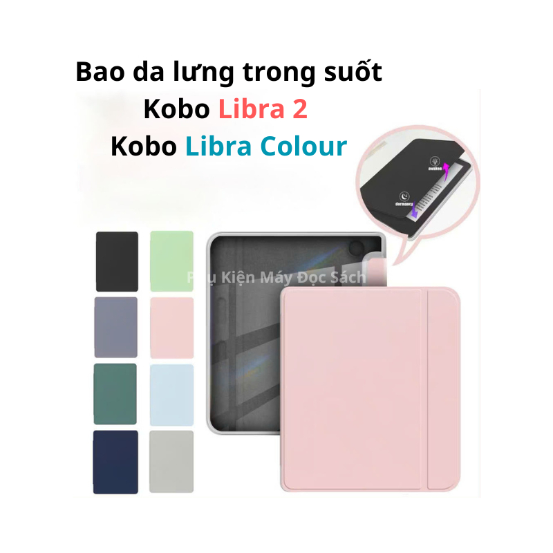 Kobo Libra 2/Libra Color Transparent Leather Case, Kobo Libra 2 Reader Case, Kobo Libra Color