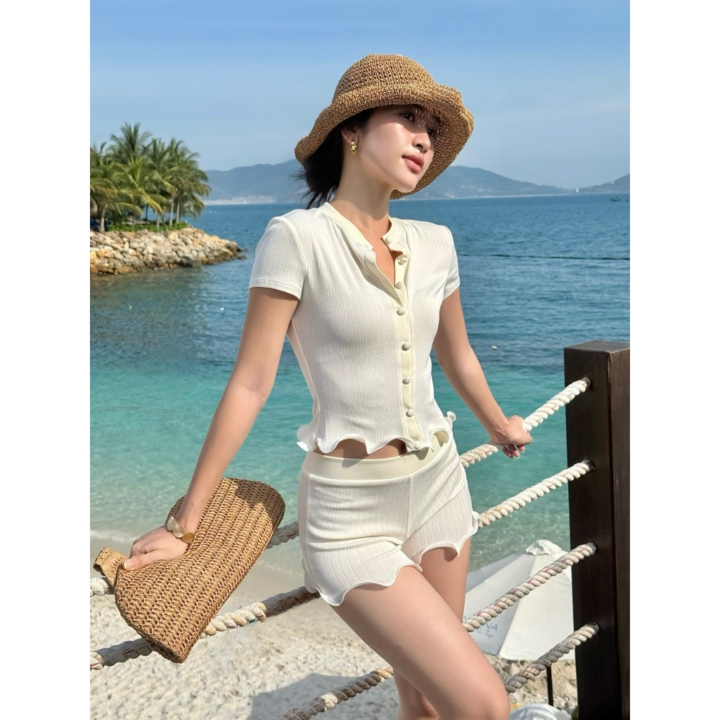 NAMI baby tee and Elastic shorts Set WAVE Resort Wear