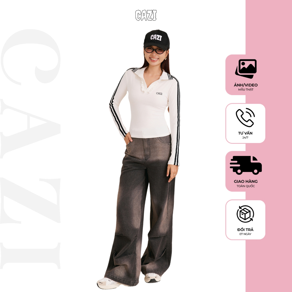 [เสื้อ Odd] Cazi Eden Top - เสื้อเชิ้ตคอปกโปโลจับจีบแขนยาว