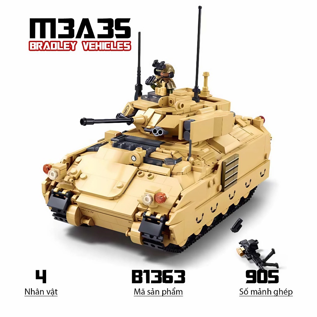 ของเล่นประกอบ Bradley M3A3S Sluban B1363 รุ่น Tank