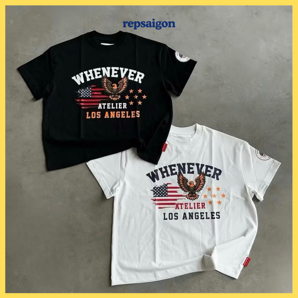 Tee Whenever W Pattern - Basic Black Premium 5D Heat Transfer Printing - ผ้าคอตตอน 2 ทางสุดเท่ - Rep
