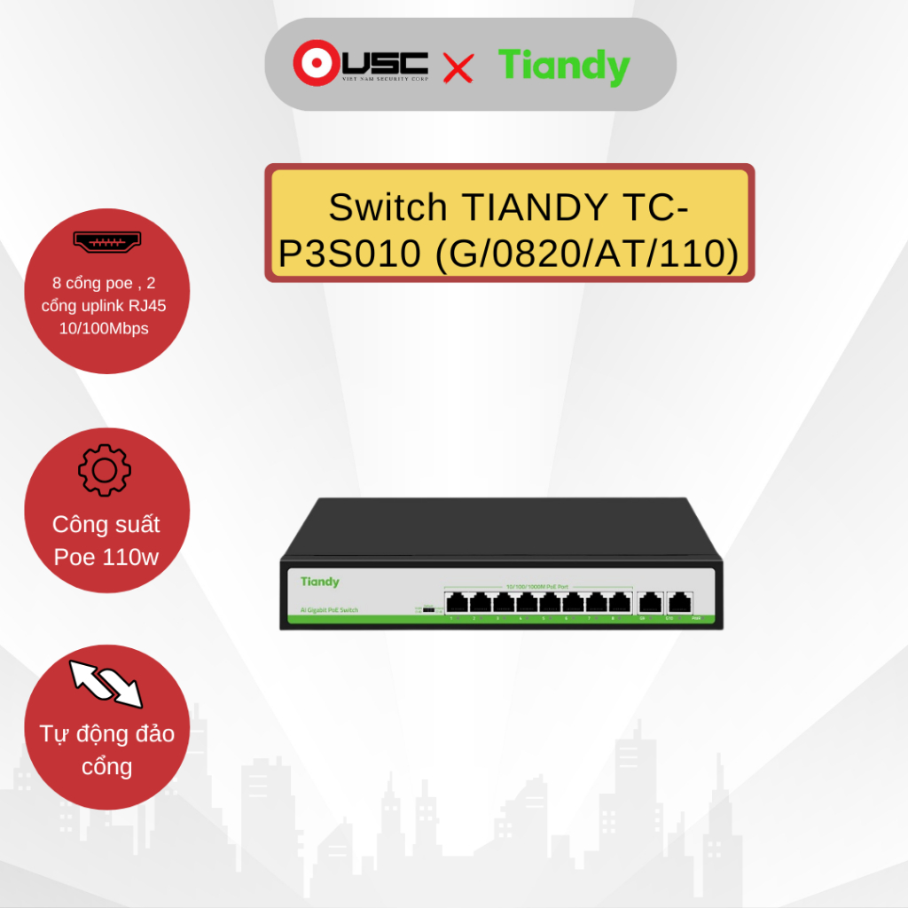 สวิตช์ TANDY TC-P3S010 (G/0820/AT/110) – ป้องกันฟ้าผ่าพอร์ต
