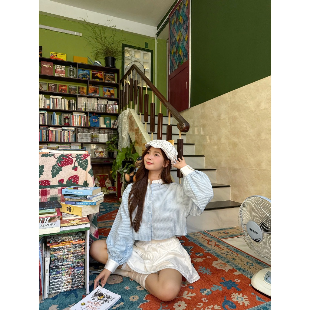 Irine เสื้อเชิ้ตผู้หญิงแขนยาวคอกลมแขนสั้น SECODEE