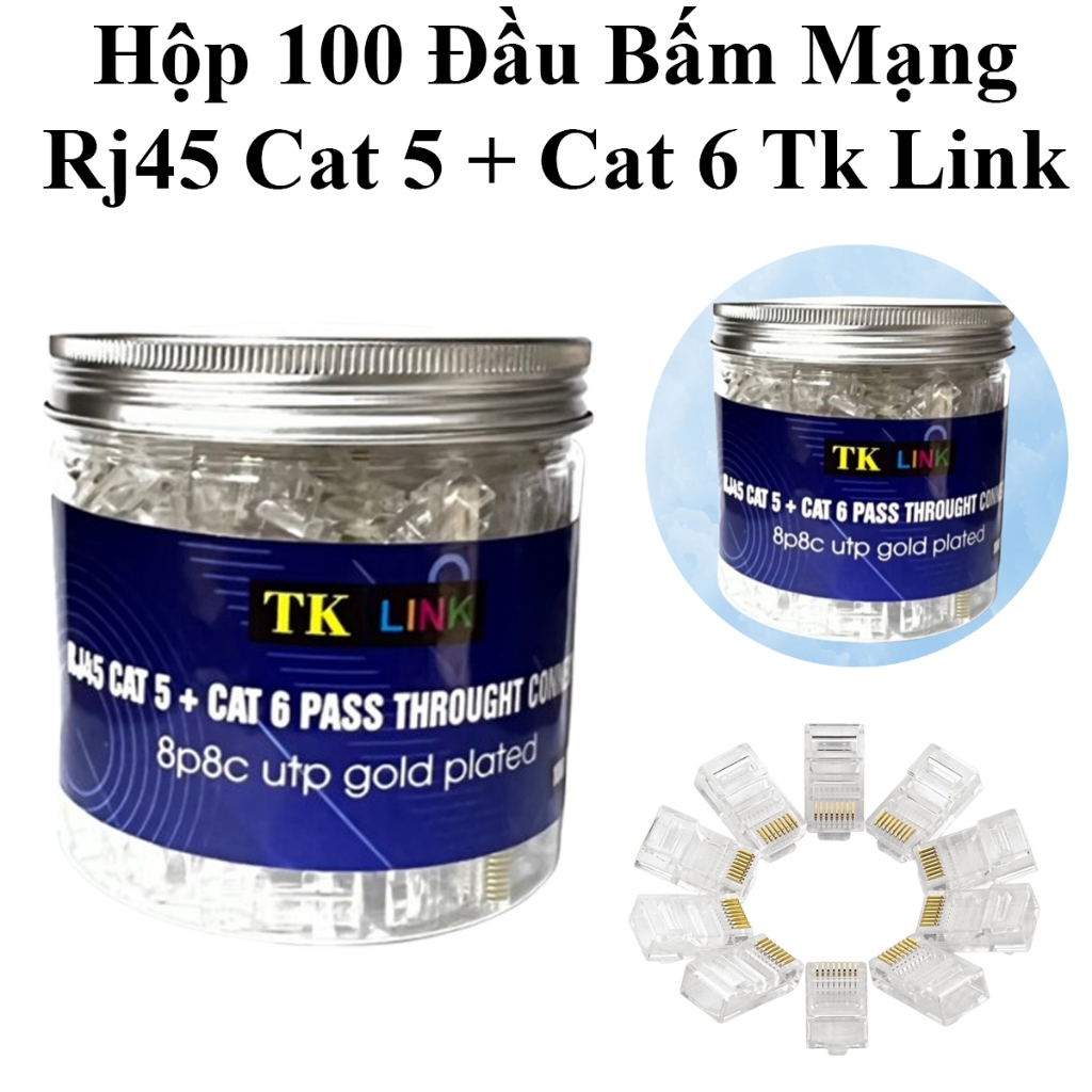 กล่องสวิตช์เครือข่าย Rj45 Cat 5 + Cat 6 Tk Link ผ่าน