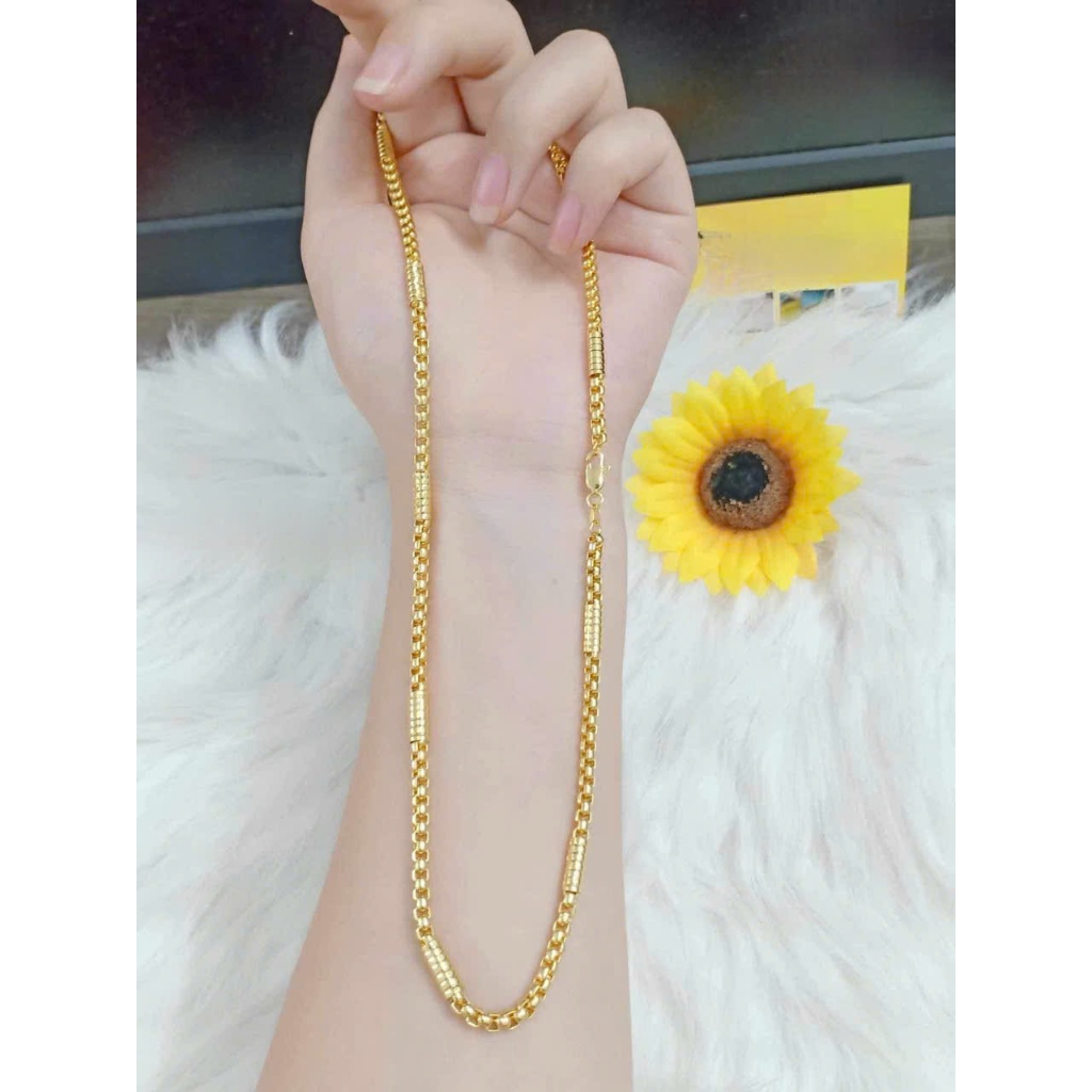 สร้อยคอชุบทองเหมาะสําหรับผู้ชายและผู้หญิง 18 สีทนทานสร้อยคอไม้ไผ่ปั๊ม 18 สีDTS0425