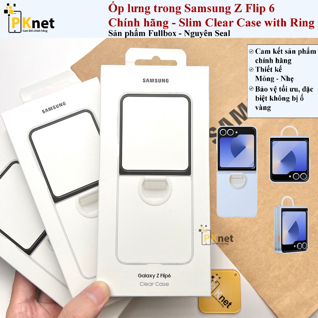 เคส Samsung Z Flip 6 ของแท้ เคสแบบบางและบางเบาพร้อมแหวน Z Flip 6