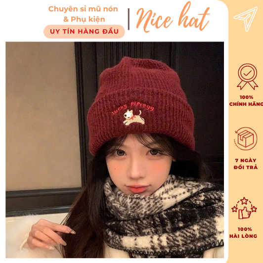 หมวกไหมพรมฤดูหนาว หมวกมีฮู้ด unisex สําหรับผู้ชายและผู้หญิง สไตล์เกาหลี Lucky puppy - L58