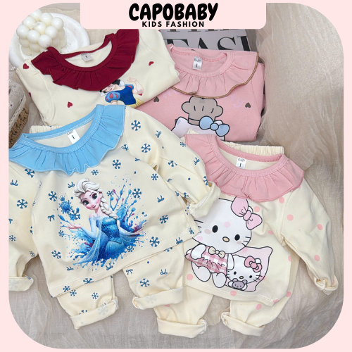 ชุดแขนยาววัสดุสักหลาดขนชุดแขนยาวฤดูใบไม้ร่วงฤดูหนาวลายเจ้าหญิงคอระบายน่ารักสําหรับเด็กผู้หญิงตั้งแต่