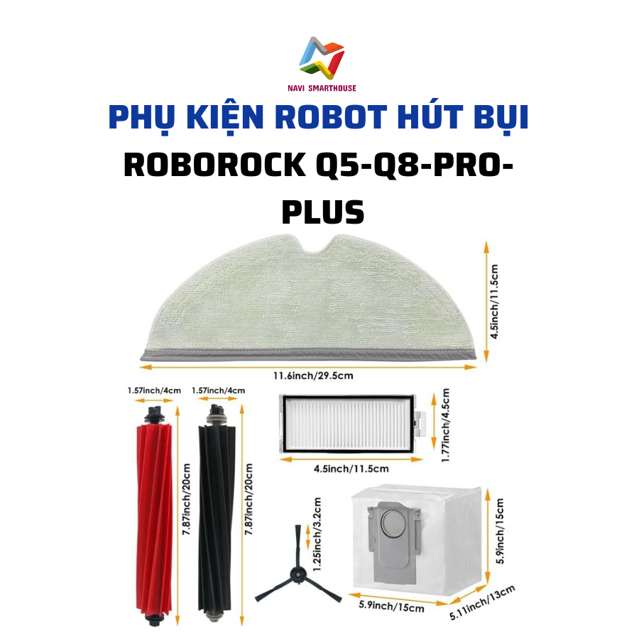 อุปกรณ์เสริมเครื่องดูดฝุ่นหุ่นยนต์ Q5 pro, Q5 pro plus, Q8 max, Q8 max plus ผ้าเช็ดตัว, กรอง, แปรงขอ