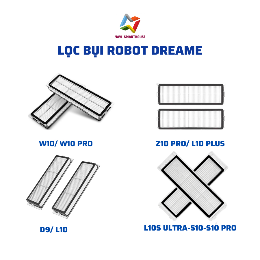 Dreame ไส้กรองเครื่องดูดฝุ่นหุ่นยนต์ D9, L10, W10, W10 PRO, Z10 PRO, L10 PLUS, L10S ULTRA, S10 PRO