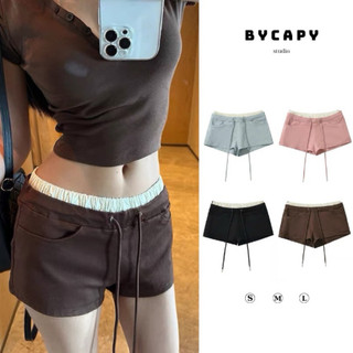 [ByCapy] Quần Short Kaki Pastel Cạp Trễ  Phối Cạp Trắng Siêu Xinh Khoá Sườn Kèm Dây Rút Đi Chơi Đi Tập