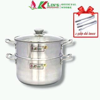 [SIZE 28] BỘ NỒI XỬNG INOX KLINS 1 ĐÁY 28CM (NẮP KÍNH)-TẶNG 2 GẮP ĐÁ
