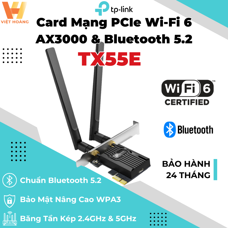 TP-Link TX55E / TX20E WiFi 6 Card Ax3000 Ax1800 Bandwidth, Bluetooth 5.2 สําหรับพีซี