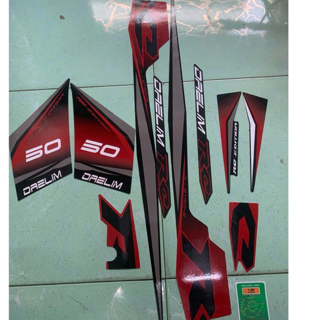แสตมป์ Sirius 50cc daelim สีแดงและดํา