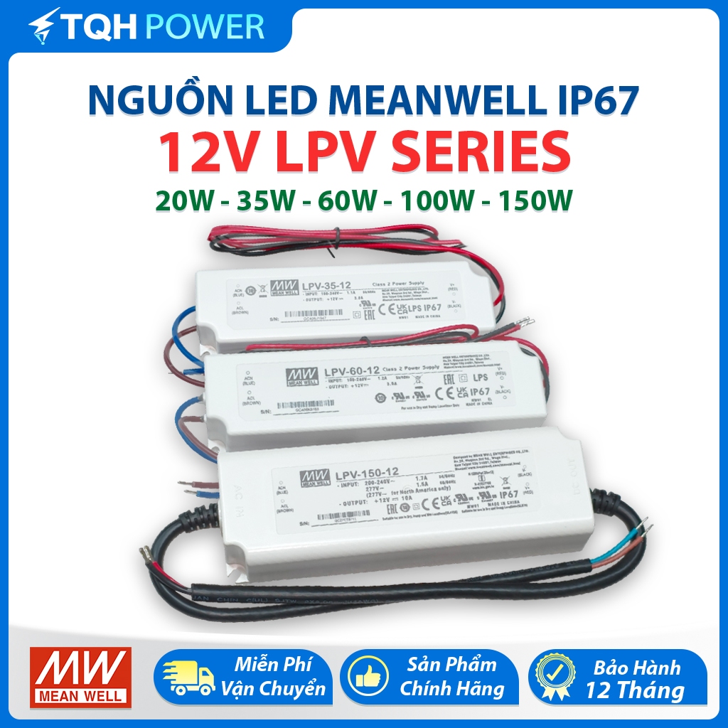 Meanwell 12V แหล่ง Led กันน้ํา IP67, LPV-20-12, LPV-35-12, LPV-60-12, LPV-100-12,LPV-150-12