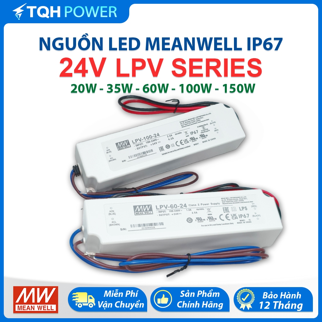 Meanwell 24V แหล่ง Led กันน้ํา IP67, LPV-20-24 LPV-35-24, LPV-60-24, LPV-100-24,LPV-150-24