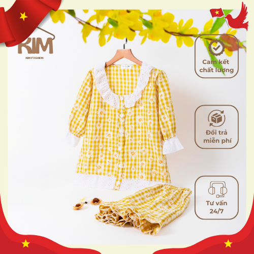 [WHAT HAPPY THE NATIONAL DAY OF VIETNAM] ชุดสูทหยาบพิมพ์ลายดอกไม้ - KIM Fashion - KFS18