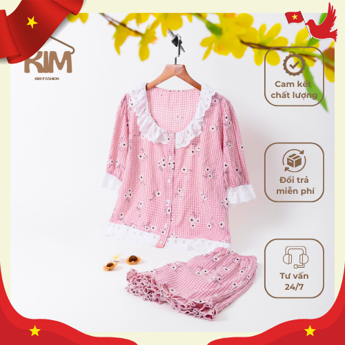 [WHAT HAPPY THE NATIONAL DAY OF VIETNAM] ชุดสูทหยาบพิมพ์ลายดอกไม้ - KIM Fashion - KFS09