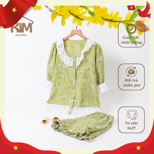 [WHAT HAPPY THE NATIONAL DAY OF VIETNAM] ชุดสูทหยาบพิมพ์ลายดอกไม้ - KIM Fashion - KFS016