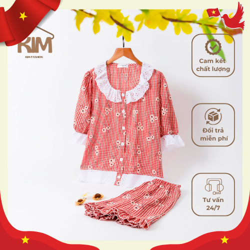 [WHAT HAPPY THE NATIONAL DAY OF VIETNAM] ชุดสูทหยาบพิมพ์ลายดอกไม้ - KIM Fashion - KFS015