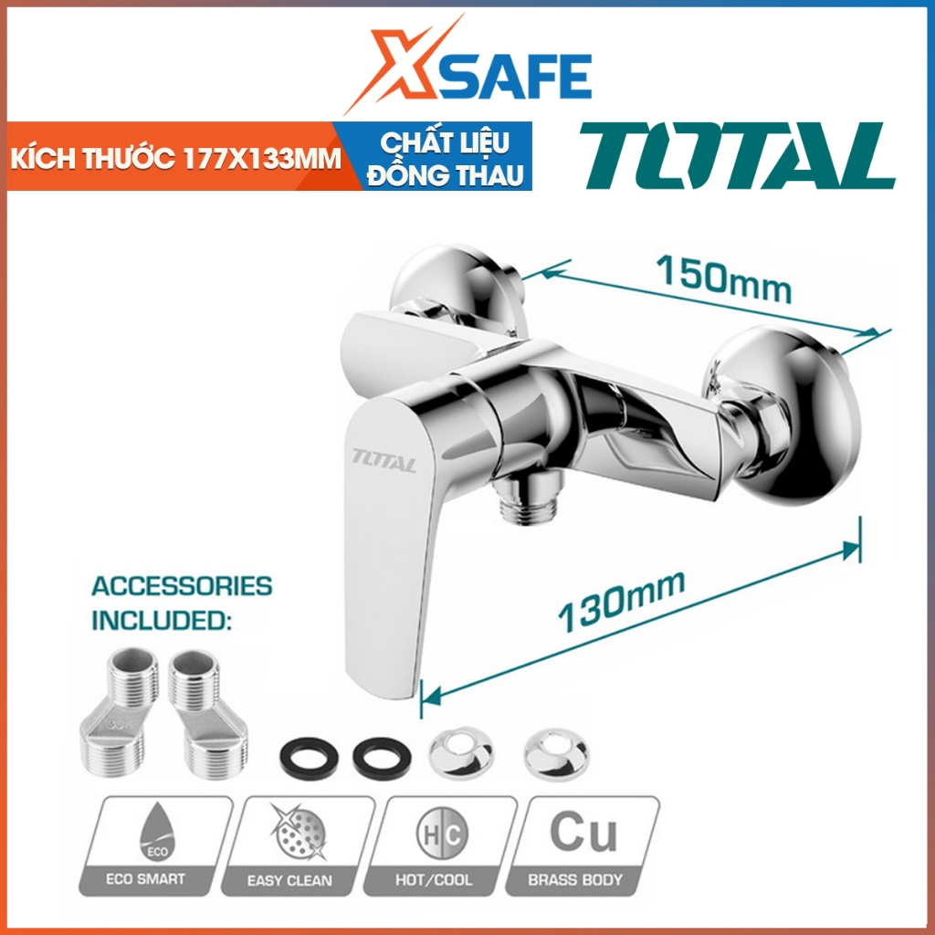 TOTAL TSLBM41201 ก๊อกน้ําฝักบัว ขนาด 177x130mm ขัด 2 ชั้น และชุบโครเมียม แกนวาล์วคุณภาพสูง